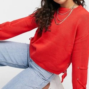The East Order Clara Detail Sleeves Red Sweater, Size Large